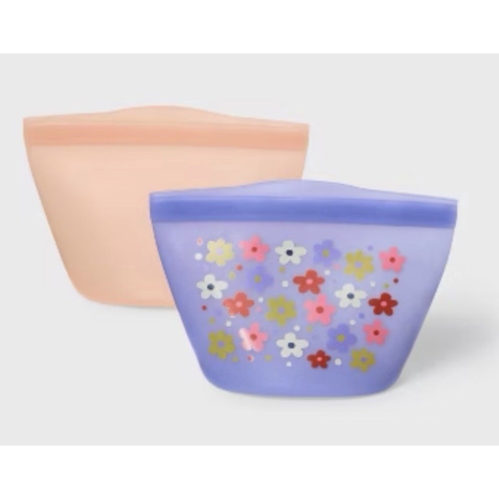 Cat & Jack Reusable Sandwich Snack Bags-‎ 2 Count Flower BPA Free Silicone